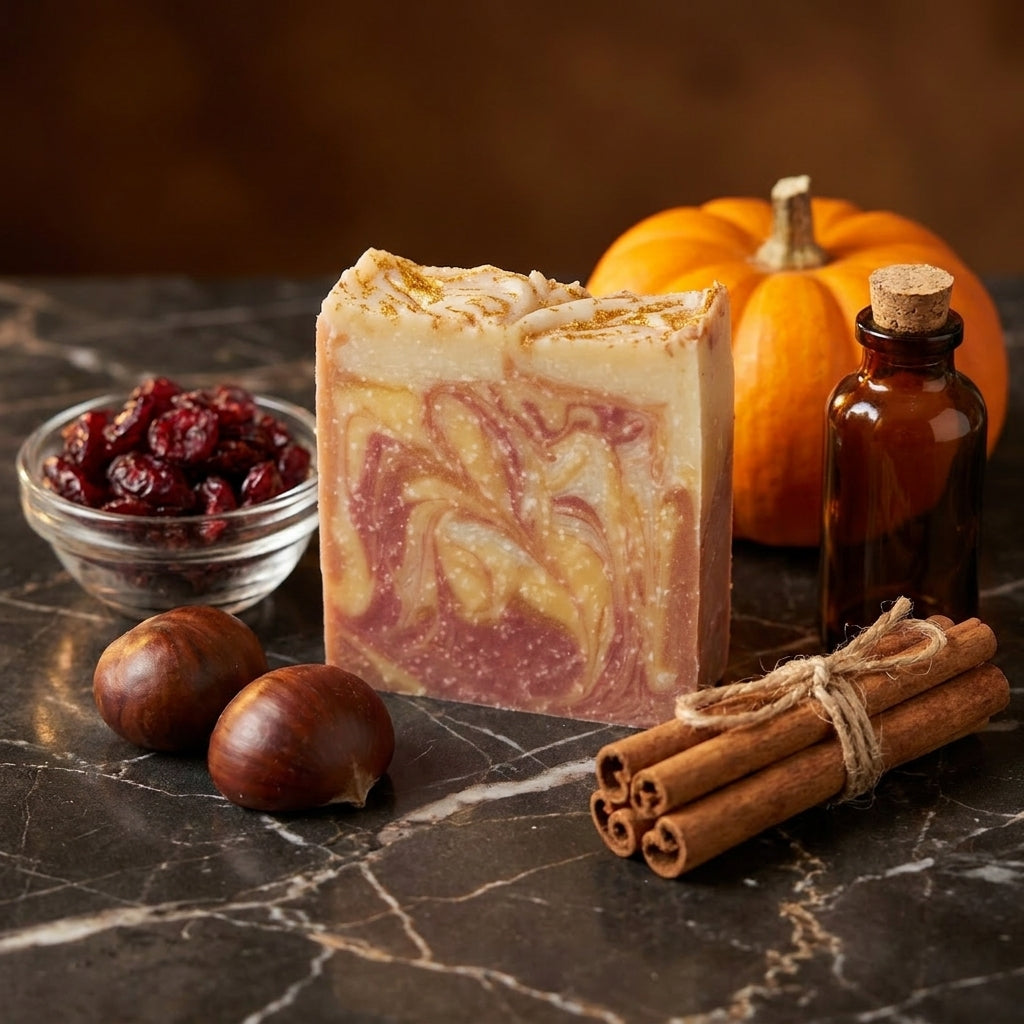 Reliquary No. 1 — The Alchemist's Harvest - Pumpkin Oud, Spiced Cranberry, Vanilla Chestnut Fragrance Oil - Kaolin Clay